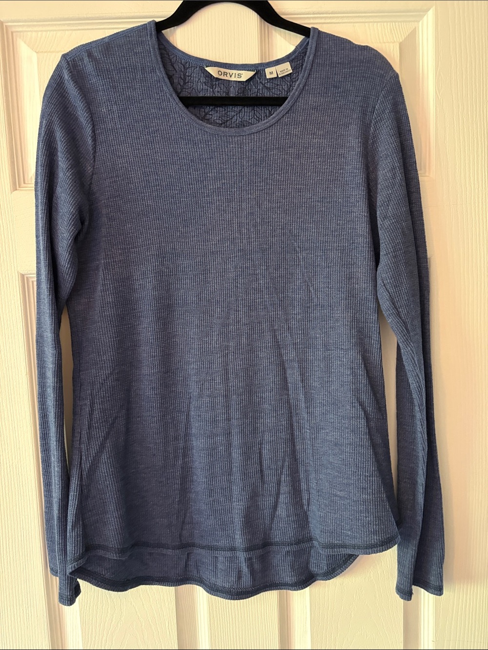 Orvis Women's Long-Sleeve Ribbed Crewneck Top in Dusty Blue